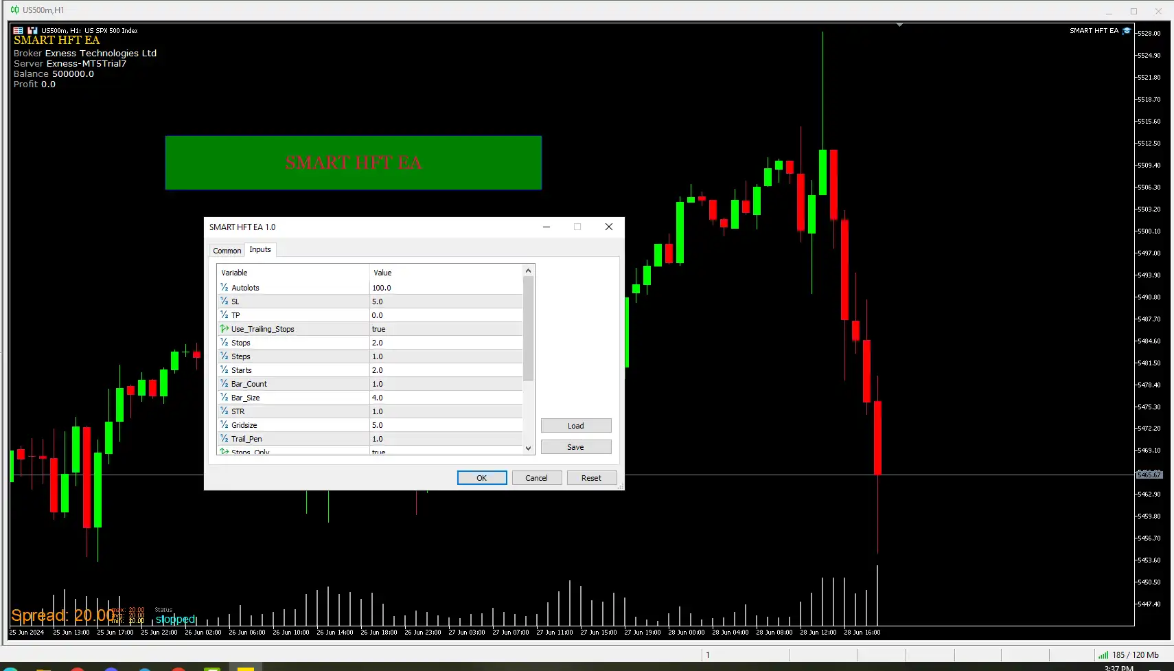 SMART HFT EA MT5 Setting