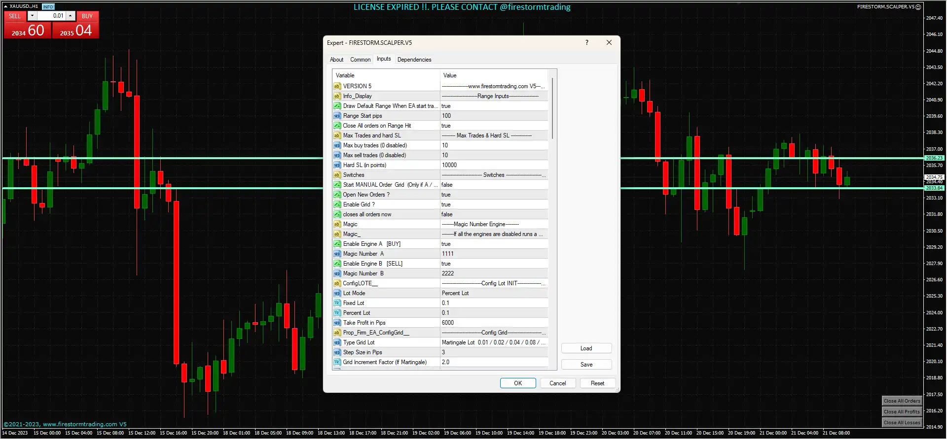 FIRESTORM PROP FIRM SCALPER setting