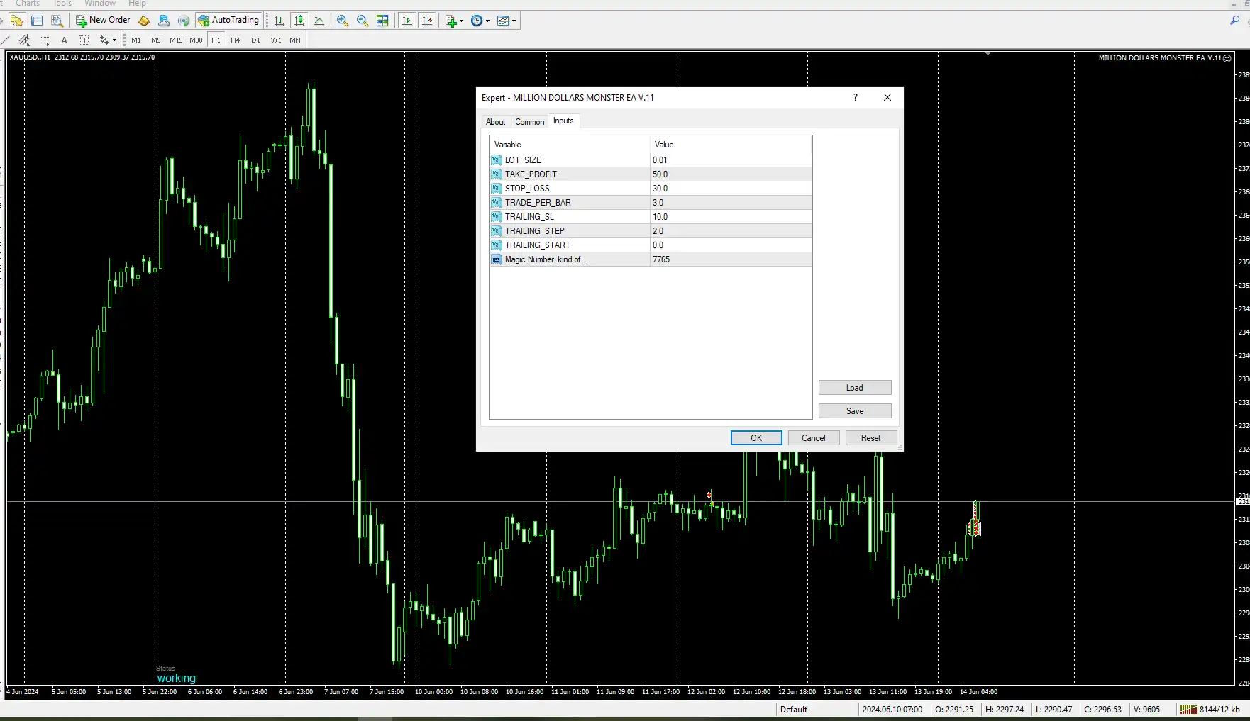 Million Dollar Monster EA Setting